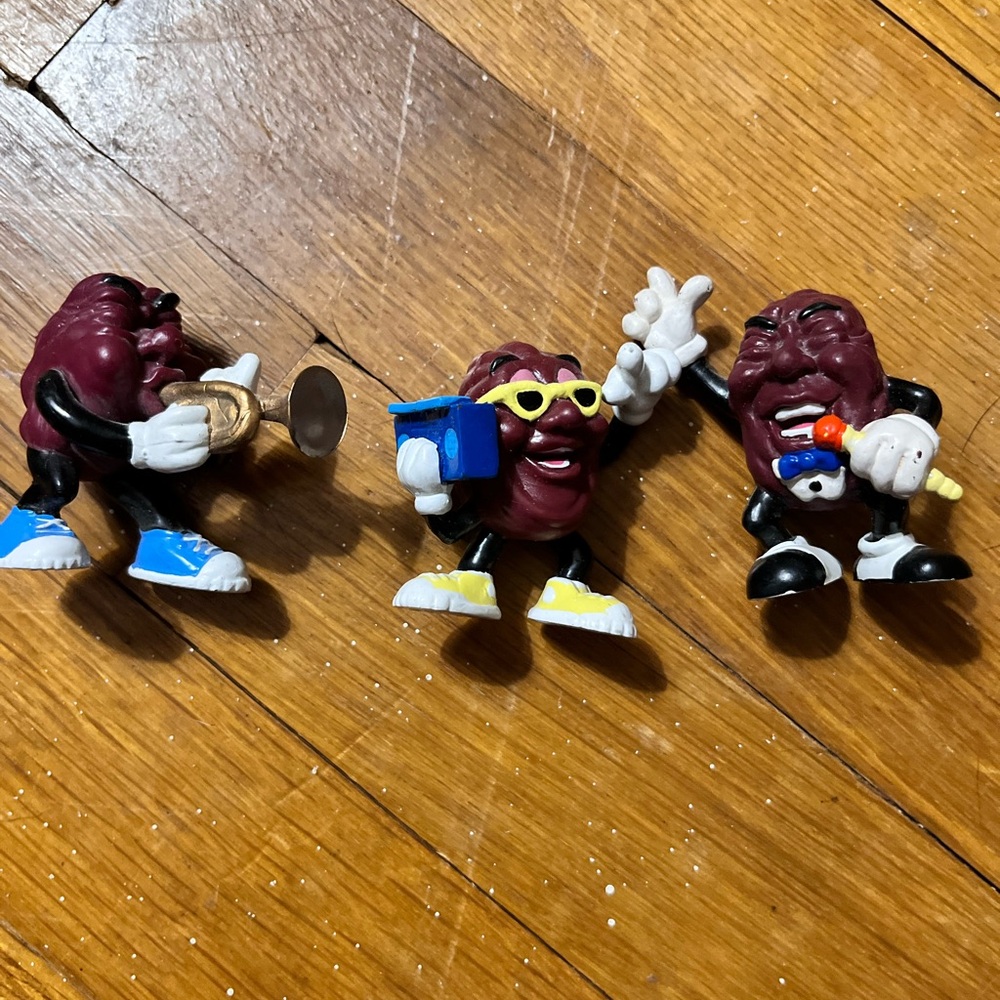 3 California Raisin Figurines 1987 Vintage 80s